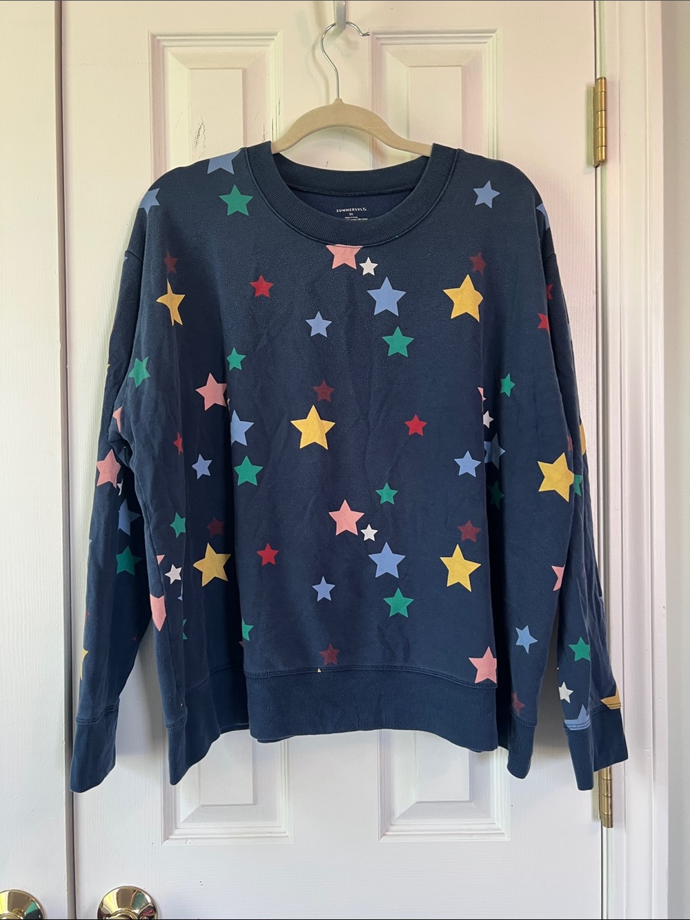 summersalt Navy Crewneck with Multicolor Star Accents